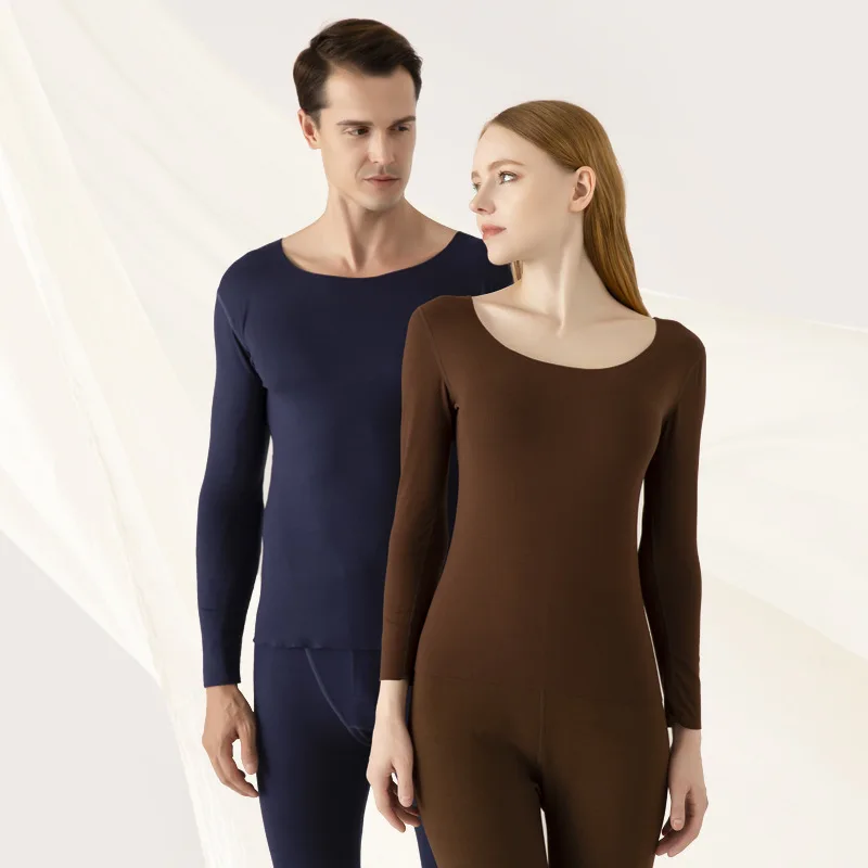 Высокоэластичное бесшовное термобелье для женщин, тонкие мужские кальсоны с круглым вырезом, зимнее теплое женское термобелье, пижамные комплекты