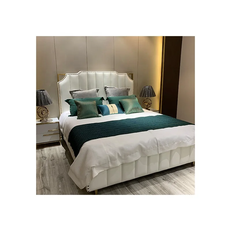 
Hot selling product wooden leather modern bedroom furniture bed 