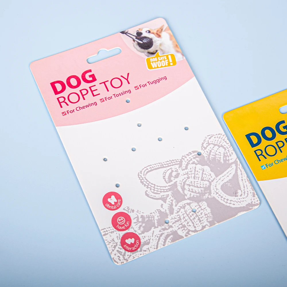 Custom Double Sided Printing Design Logo 900Gsm Matte Paper Pet Toys Hang Tag For Pets Products
