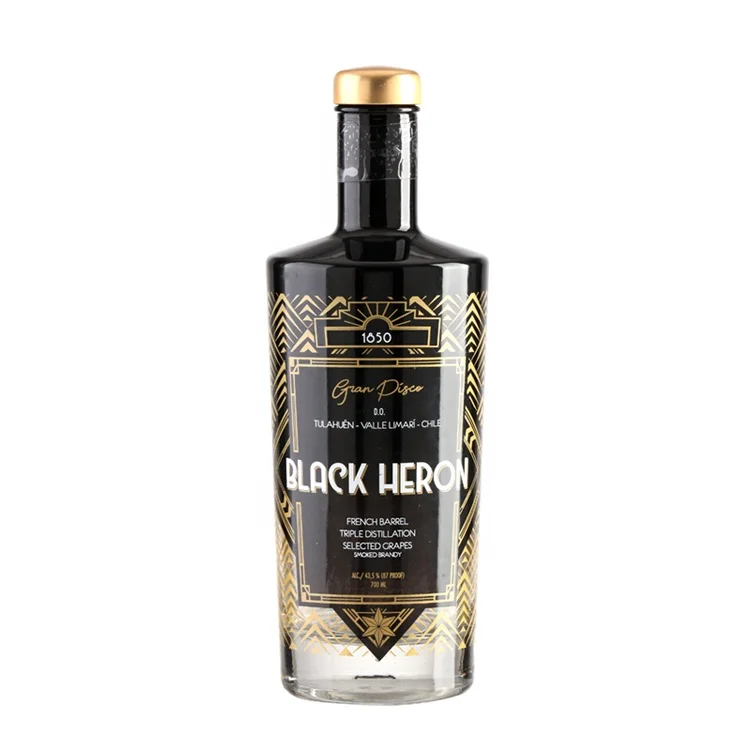 Custom Spray Painted Color Screen Printed Logo Empty Spirit 50ml 500ml 750ml 1000ml 75cl Brandy Glass Bottle For Liquor