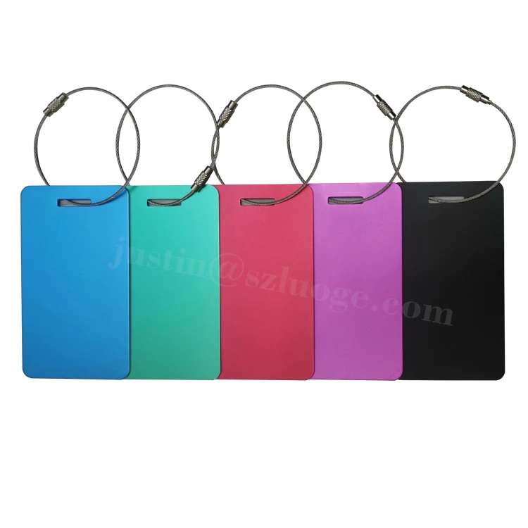 Custom Personalized Black Matte Anodized Aluminum Luggage Tag Laser Cut Blank Metal Tag for Travel Bag Parts & Accessories