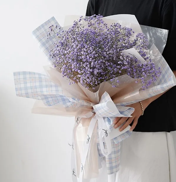 LONGSUN Two-color plaid wrapping paper small fresh plaid wrapping paper flower bouquet packaging material