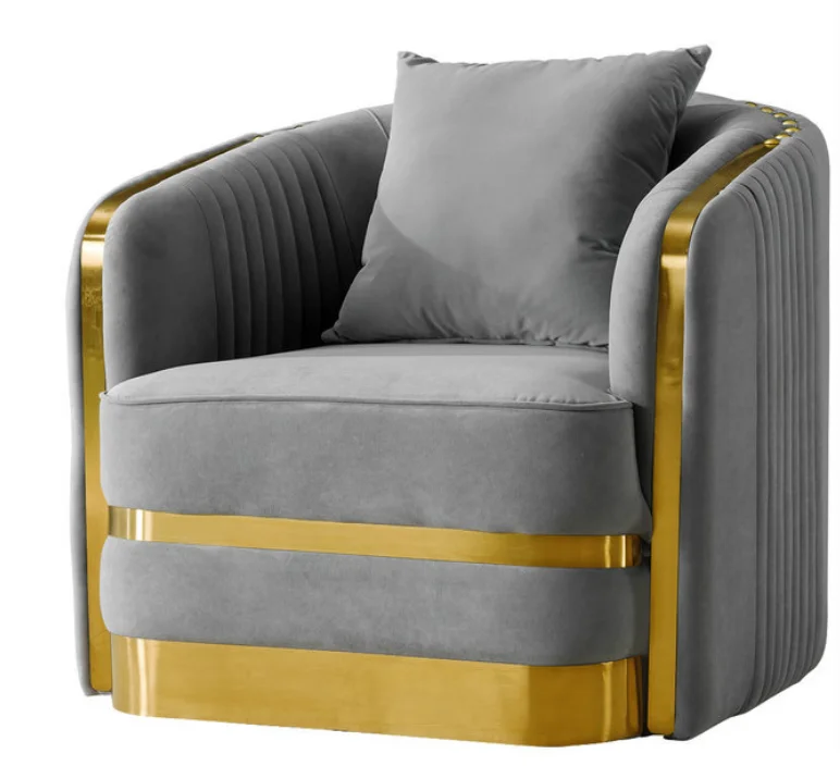 OEM High End Luxury Modern Furniture Gold Finishing Frame Sofa Chair Table