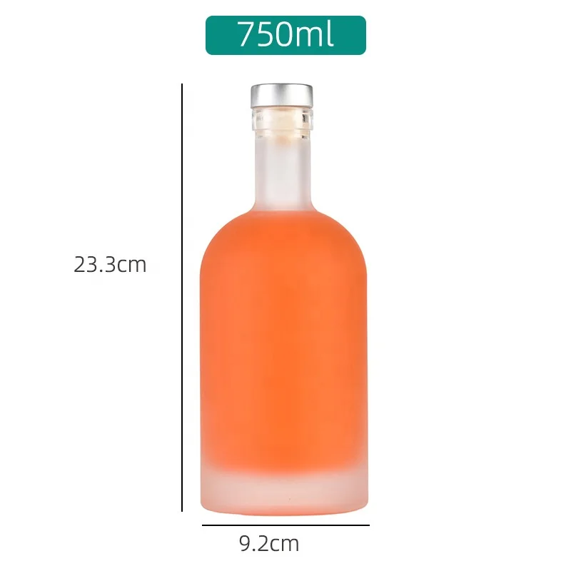 Wholesale Flint Cylinder Vodka Glass Bottle with T cork 200ml/375ml/500ml/750ml /1000ml