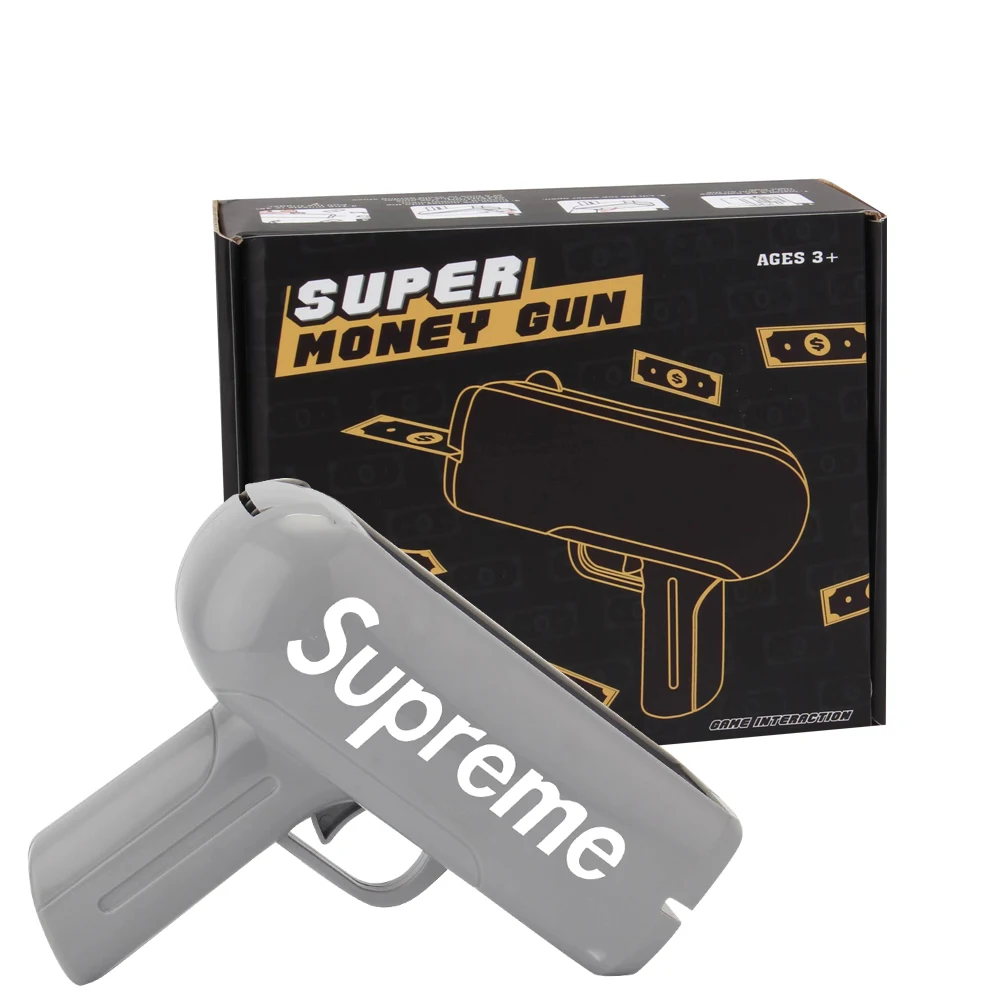 U.S. Appearance Patents Hot Sale toys Battery Operated Money Gun Paper Playing Spray Cannon Gun For Kids