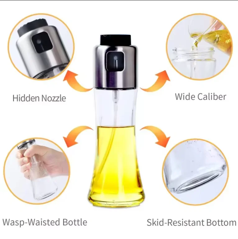 Rust Resistant Glass Olive Oil Spray Dispenser for Kitchen, BBQ, Restaurant,Pressurized Atomization Nozzle Design