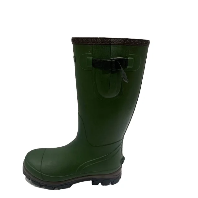 100% waterproof warm neoprene lining rubber high quality non slip high wellies rain boots for winter
