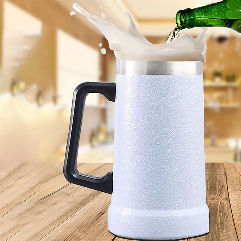 WG185 Customizable Logo 24oz Coffee Tumbler with Handle Double Wall Vacuum Metal Cup Promotion Custom Stainless Steel Beer Mug