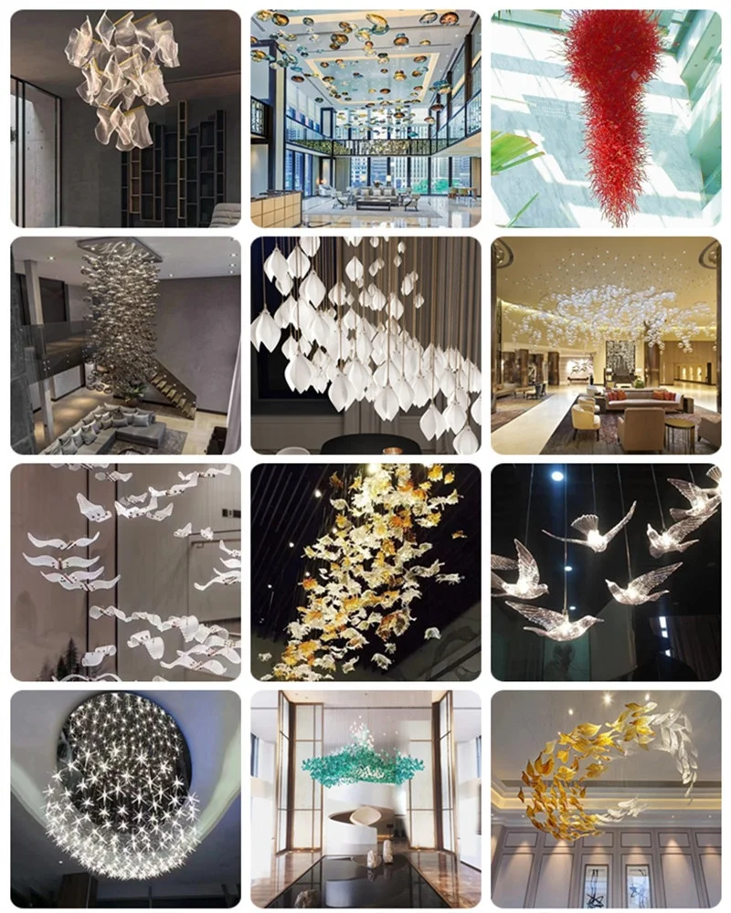 Modern Large Chandeliers Round Murano Glass Plum Blossom Flower Tube Crystal Glass Chandelier for Wedding Villa Home LIght