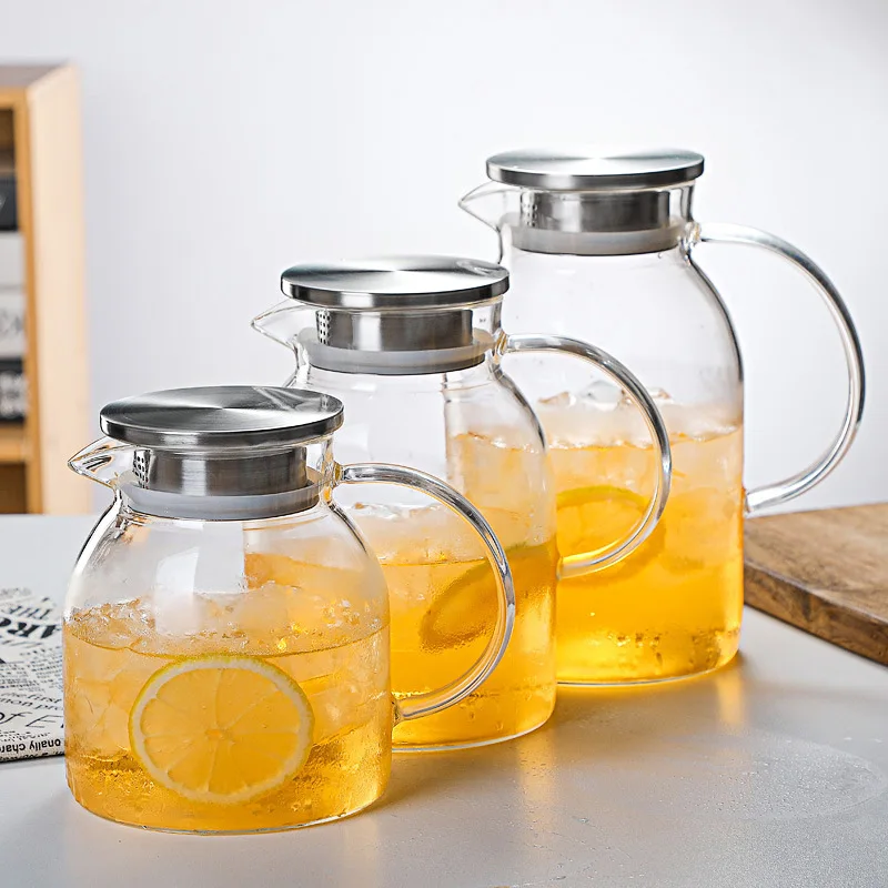 Glass Pitcher with Lid Heat Resistant Water Jug for Hot Cold Water Ice tea and Juice Beverage