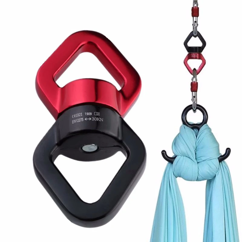 30kn Bearing Swing Swivel Device 360 Rotational Hanging Swivel Hook With 2 Carabiners Connector For Aerial Yoga