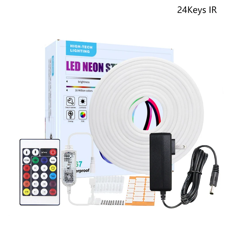 LED neon light strip 12V shaped line light waterproof 5 meter set flexible 6*12 RGB silicone rope light