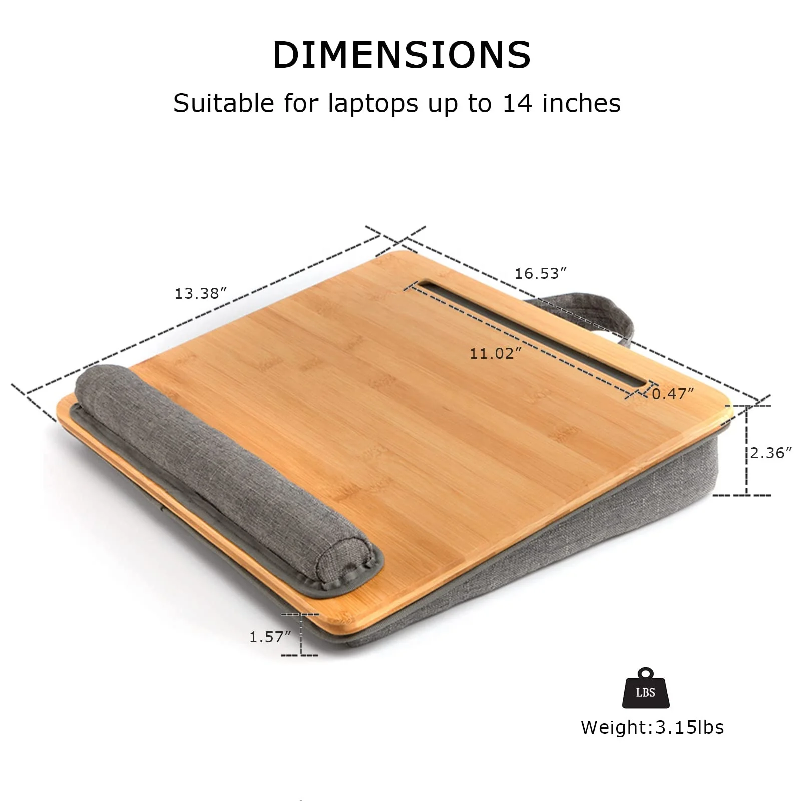 Bamboo Lap Desk Laptop Tabletop Tray Writing Desktop Portable Laptop Table Notebook Stand Laptop Desk with Cushion Pillow