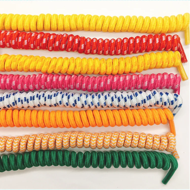 Custom wholesale colorful elastic no tie spiral coil curly shoe lace shoelaces