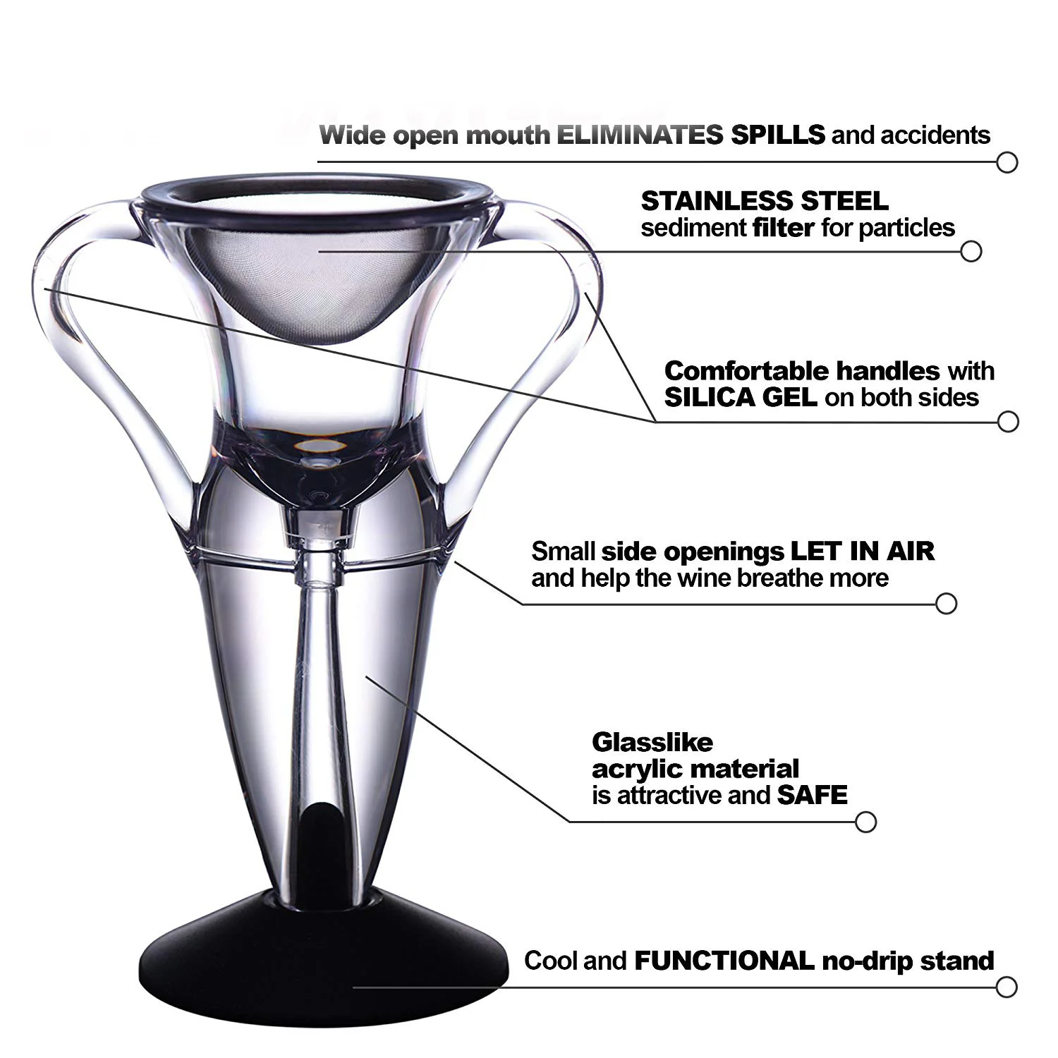Wholesale Angel Style Red Wine Quick Decanter Wine Aerator Spout Dispenser Sets Wine Accessories
