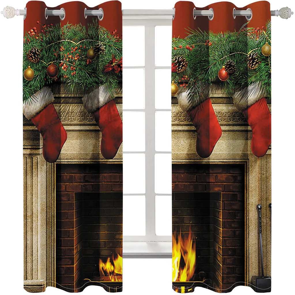 High Shading Christmas Background Curtain cortinas para sala Kids Room Beautiful Blackout 3D Printed