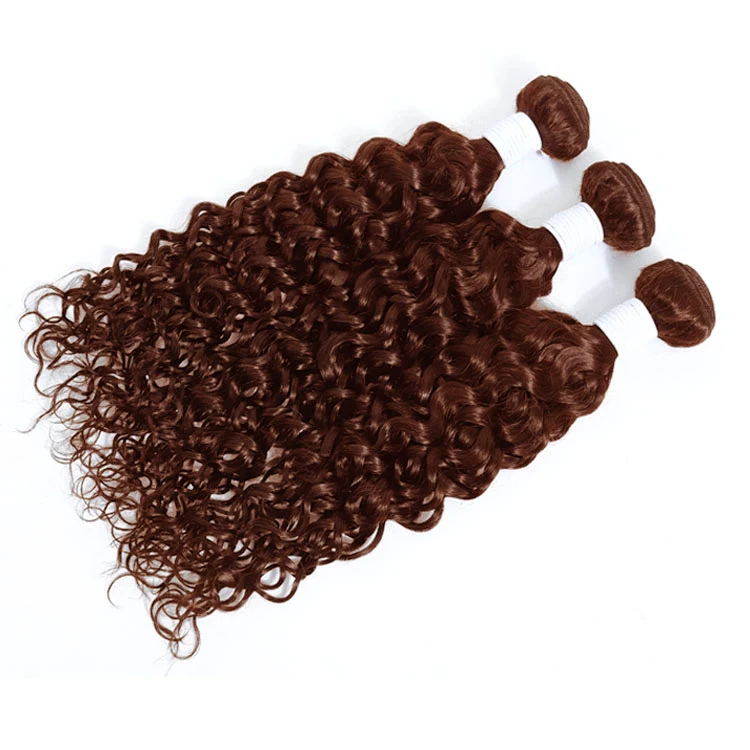 Wholesale Virgin Hair Vendors Mongolian Water Wave Human Hair Bundles Remy Hair Extension Can Be Dyed Apple Girl Light Brown