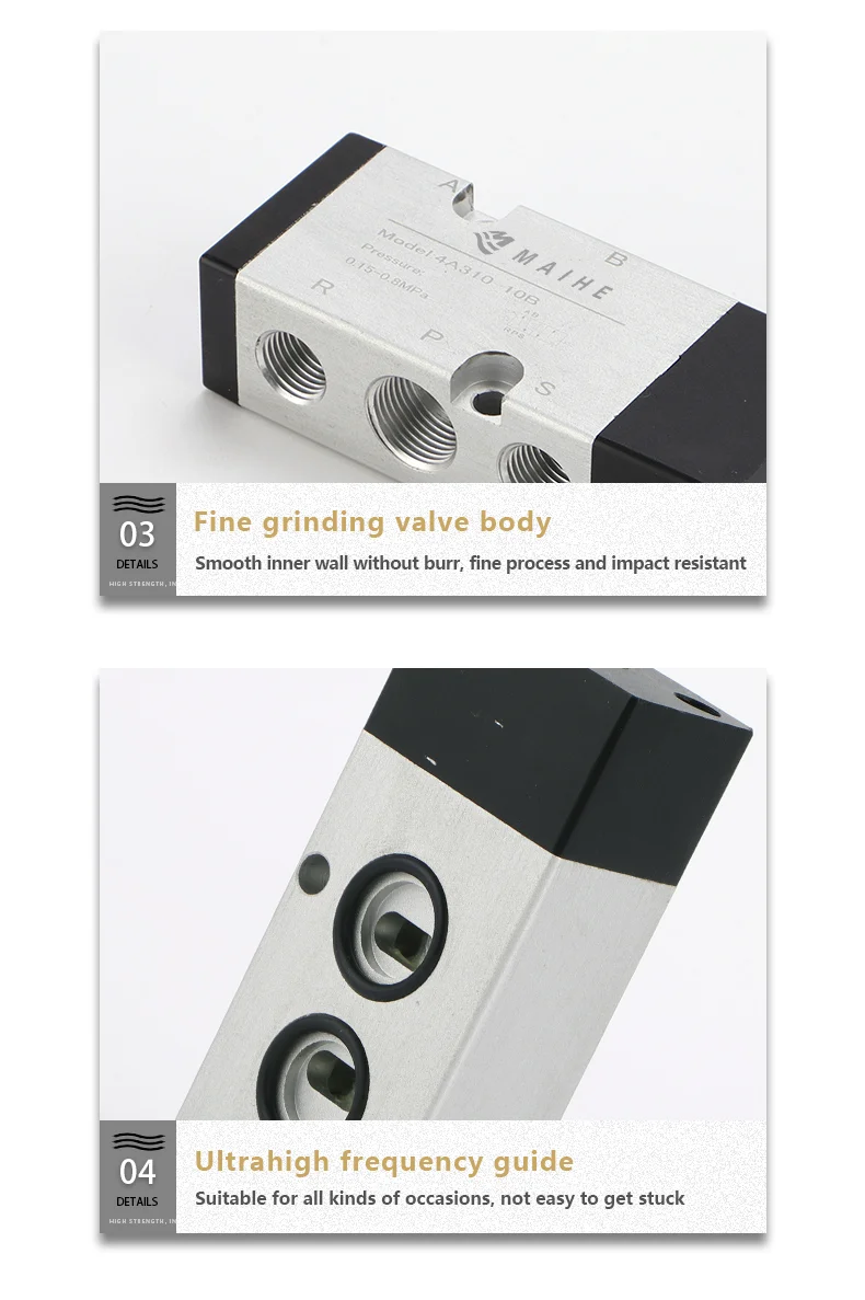 4A310-10 4A320-10 Series Two Position Five Way Solenoid Valve 5 Way 2 Position Pneumatic Control Valves 5/2 Way Air Pilot