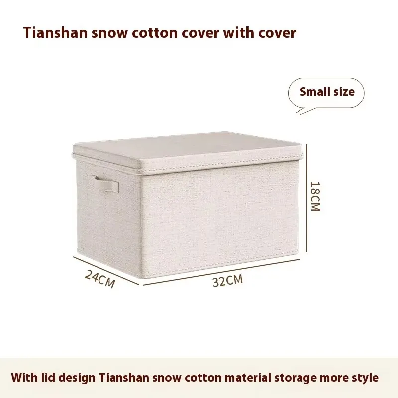 Multi-purpose Fabric Folding Closet Organizers With Handle Lid Cover Beige Color Heavy Duty Storage Box for Moving House