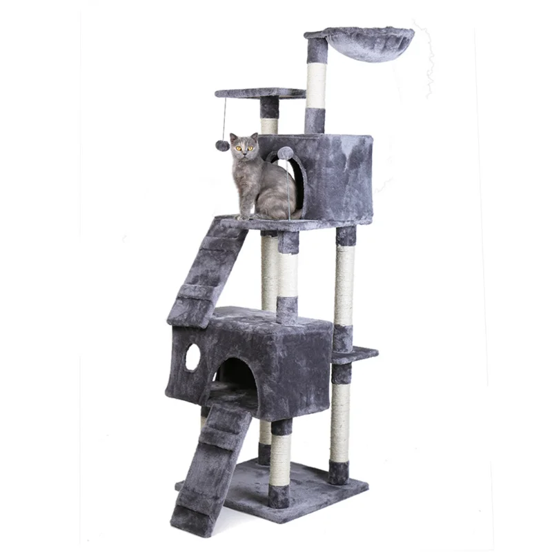 
Free Shipping US Warehouse Stocked Cat Tree Multi-Level Cat Climbing Tower With Condos Top Perch 