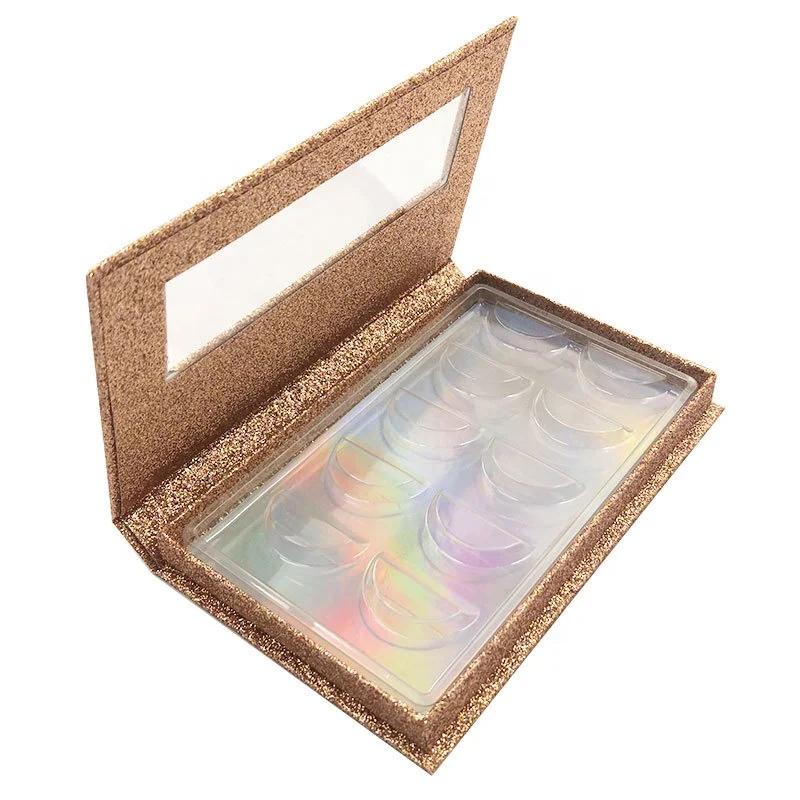 
Wholesale 3D False Mink Eyelash Packaging Empty 5 Pairs Small Glitter Lash Book Boxes 