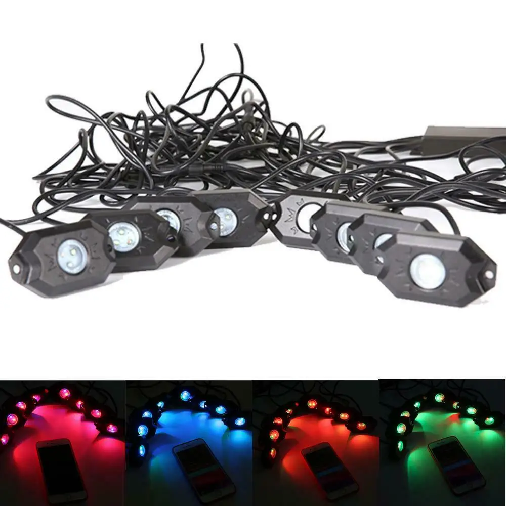 best high power waterproof bright green blue orange white purple LED Dome UTV offroad truck f150 Rock Lights