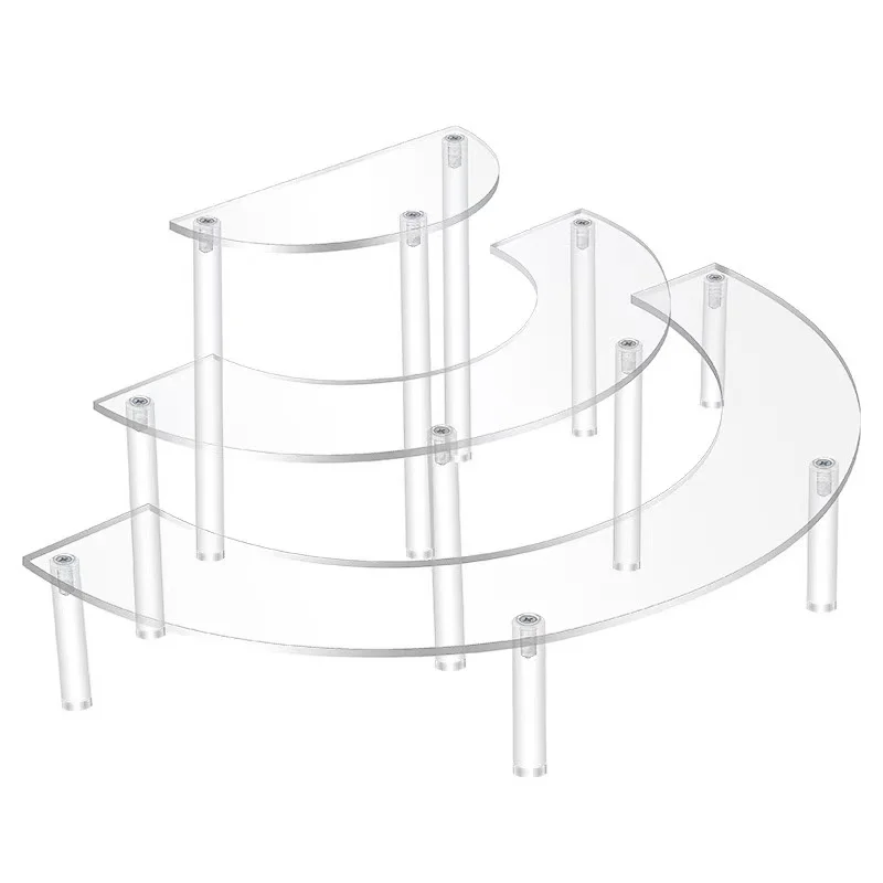 Wedding Party 3 Tier Half Moon Shape Acrylic Risers Buffet Food Display Stand Server Cupcake Dessert Display Stand