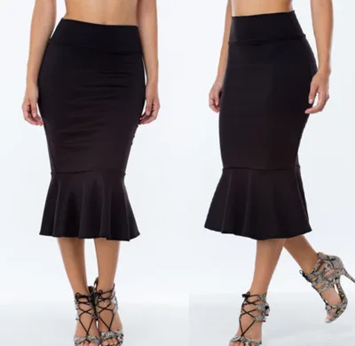 A4421S Autumn Solid Color Skirt Hollow Fold Design Elastic Waist Slim Body Buttocks Fashion For Women Commuting Out Of Street