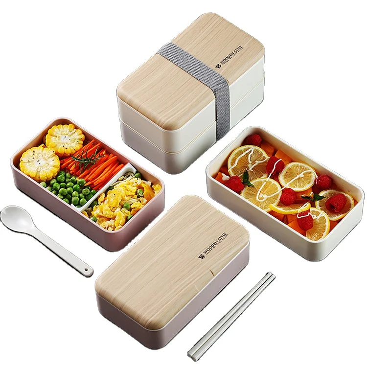 
Ins Nordic Food Grade PP microwave double-layer office worker student Plastic Bento lunch box 