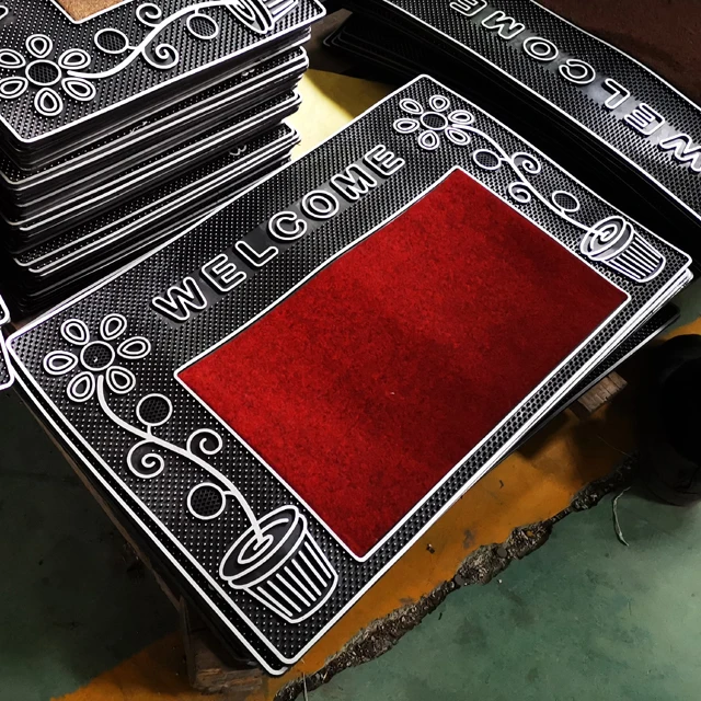 rubber Door Mat cute feet print Front Doormat Rugs waterproof Anti-Slip Backing carpet for Home Indoor Outdoor Floor Entrance