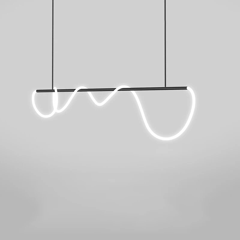 Minimalist LED silicon tube golden chandelier restaurant bar decorative lights wholesale at low prices