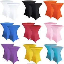 Cocktail Round Spandex Table Cover Four-Way Tight Fitted Stretch Tablecloth nappes for Outdoor Party DJ Tradeshow wedding