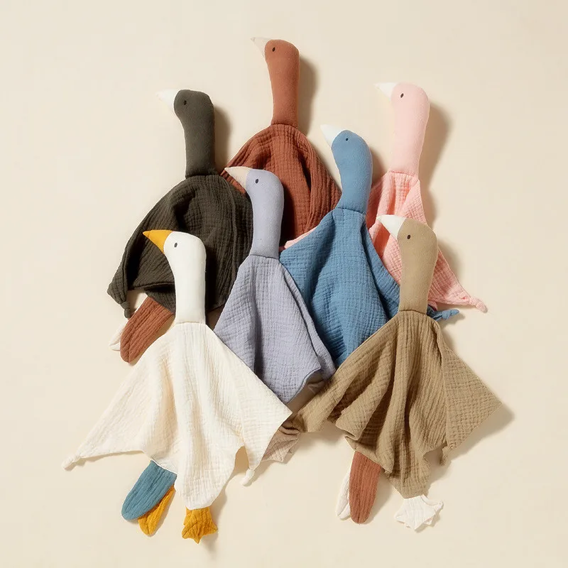 Soft Breathable Goose Swan Cotton Muslin Baby Lovey Security Blanket Comforter Essentials Gift Toys