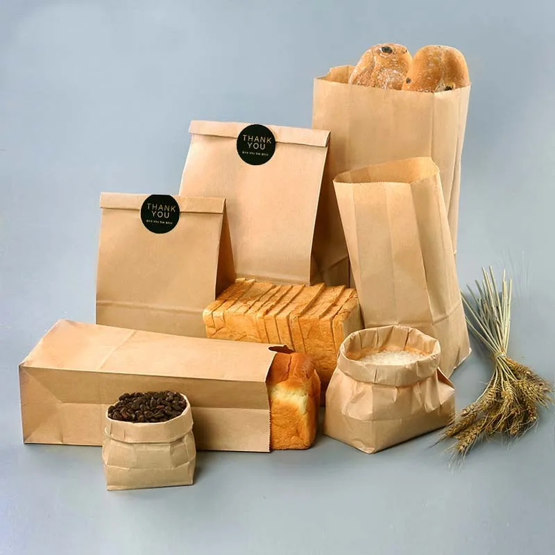 restaurant grocery bag brown take out food packaging recycled kraft paper bag kraft paper food bag with logo