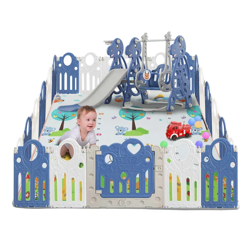 European Standard Plastic Kids Baby Playpen Fence, New 2023 Large Baby Playpen Slide, Xmcolorbaby Baby Playpen With Mat/