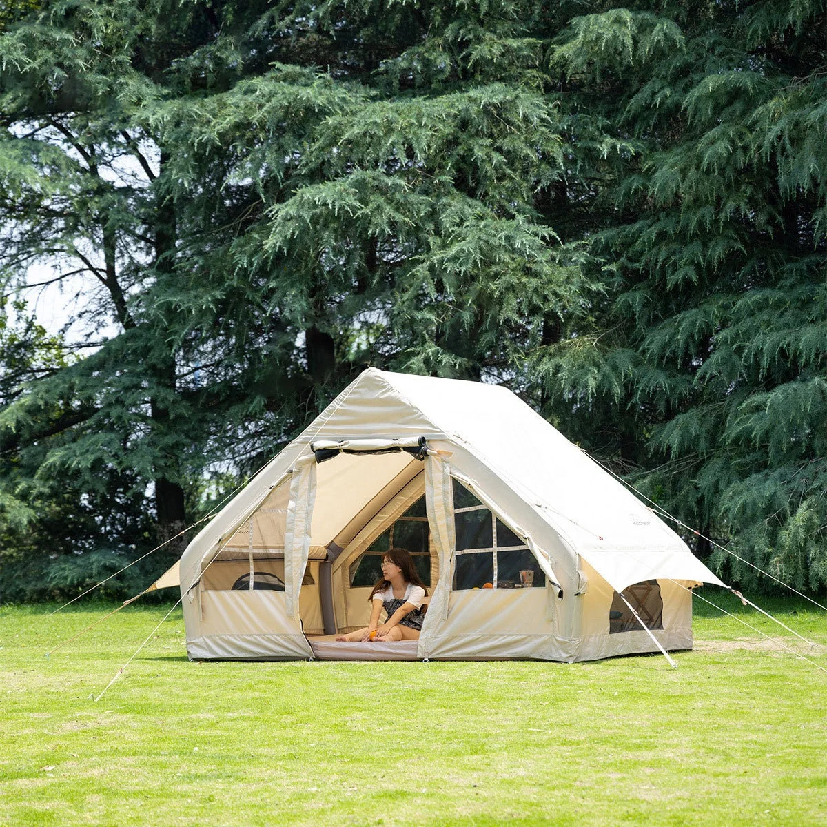 Factory direct luxury cotton inflatable tent mini house thickened waterproof 5-8 people outdoor air tent