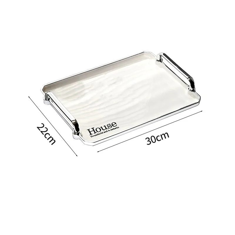 Light luxury tray rectangular new home plate snack fruit tray water cup tea cup tray