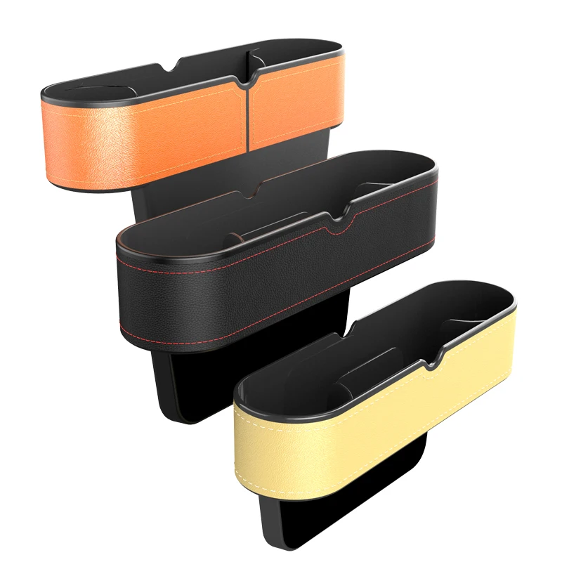 Factory front ABS+Leather seat car gap storage box with coin organizer