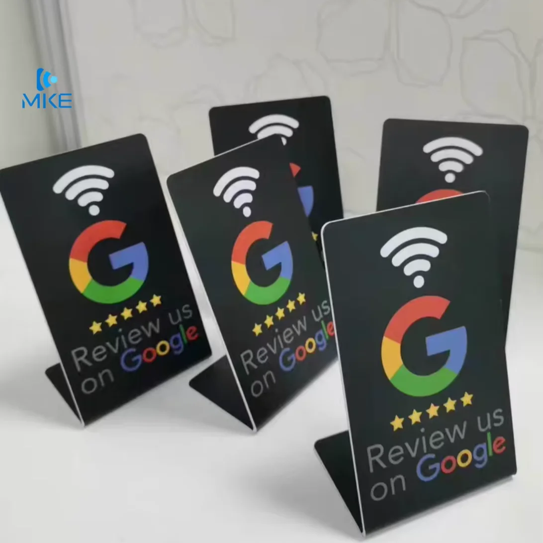 Custom stand tap social google review social whatapp pvc card nfc card