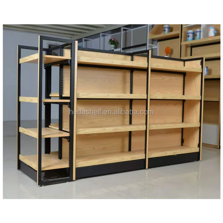 Modern factory price store shelving display racks rustic wooden shelves Storage Shelf for supermarket