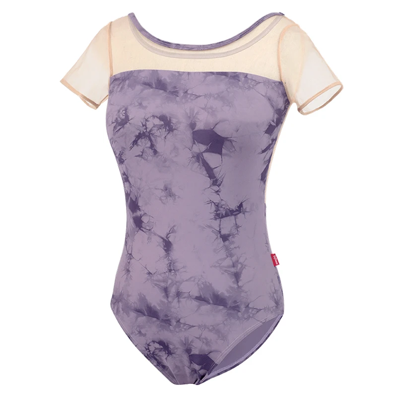 Women Ink Wash Painting Printing Ballet Leotard Adult Mesh Splicing High Elastic Gymnastics Jumpsuit