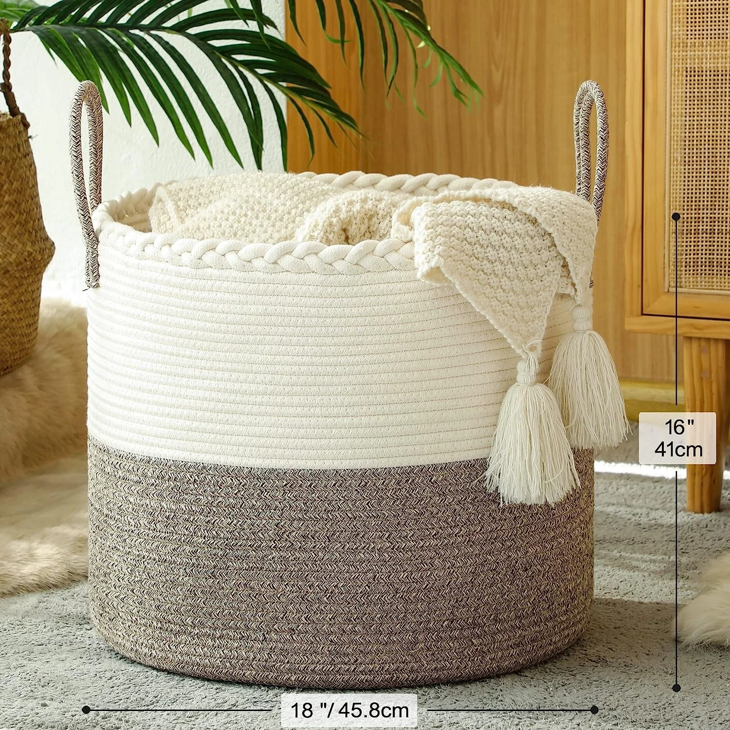 golden supplier woven cotton laundry storage basket braded  fabric  cotton baby laundry basket