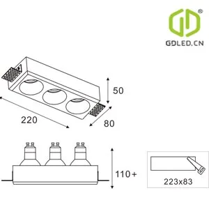 GDLED down light recessed plaster gypsum frameless trimless LED 5W  spot lights led ceiling light indoor