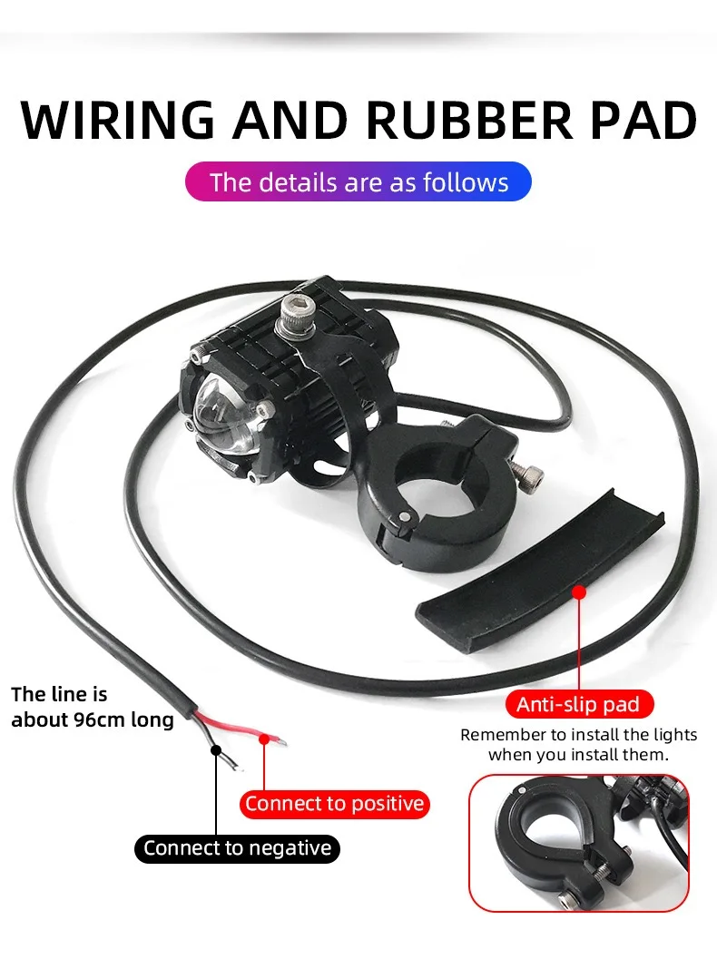 Universal Motorcycle LED Headlight Projector Lens Dual Color ATV Scooter Driving Light Motor Spotlight LED