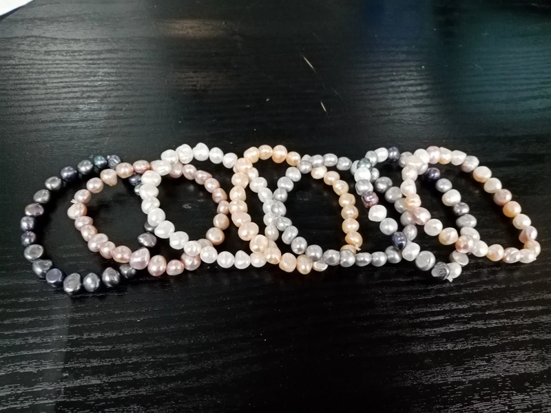 
New Fashion white pink black grey multi color AA real natural freshwater baroque pearl bracelet for sale 