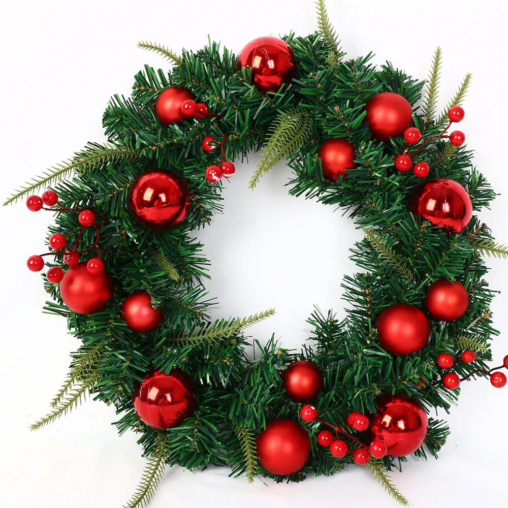 Classic Evergreen Artificial Christmas Wreath with Pine Cones and Red Berries, Long-Lasting Indoor Decor