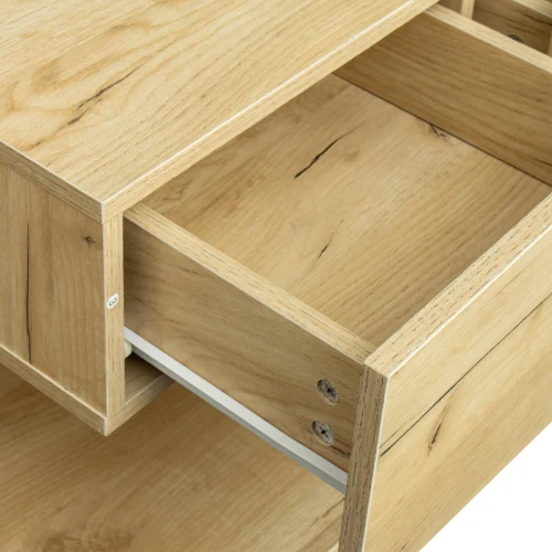 high quality modern classic oak tv console unit stand floating corner cabinet with led light wood display living room furniture