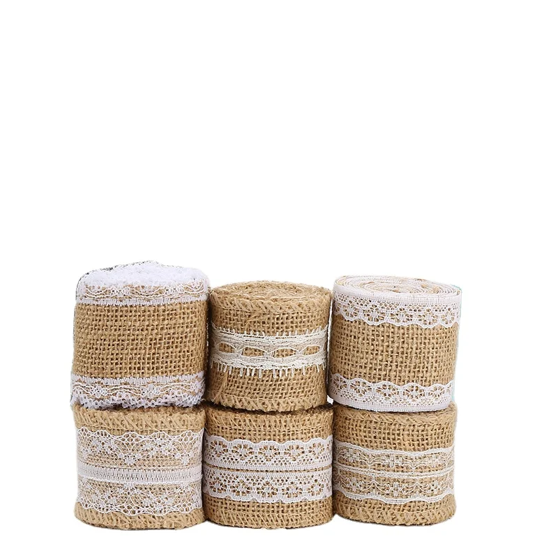 New Type Christmas Wedding Crafts 2.5cm Long Jute Laminated Burlap Rolls