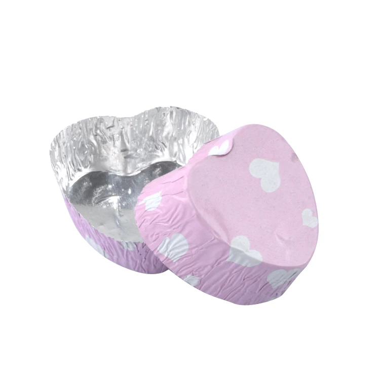 
Round and Heart Shape Customize Colorful Chocolate Cake Aluminum Foil Baking Cups 