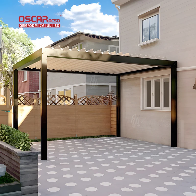 Cheap Factory Outdoor Rolling Curtain Folding Aluminum Art Landscape Pavilion Is Dedicated to Alloy Pergola